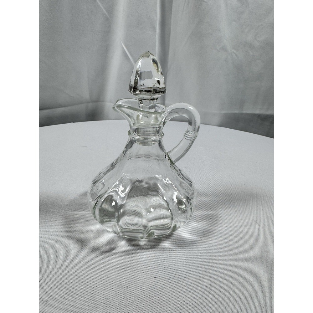 Vintage Imperial Handcrafted Clear Glass‎ Cruet 4" w/Stopper (5") #